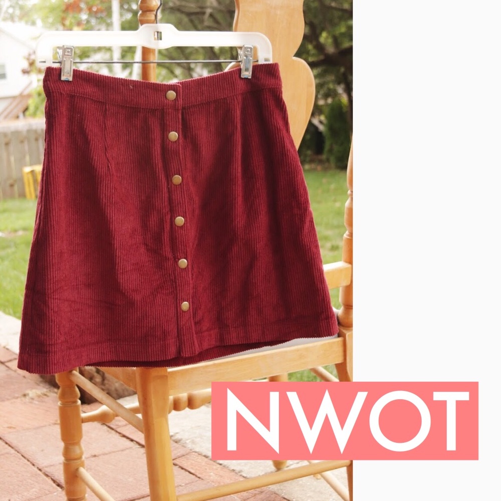 Burgundy Corduroy Skirt